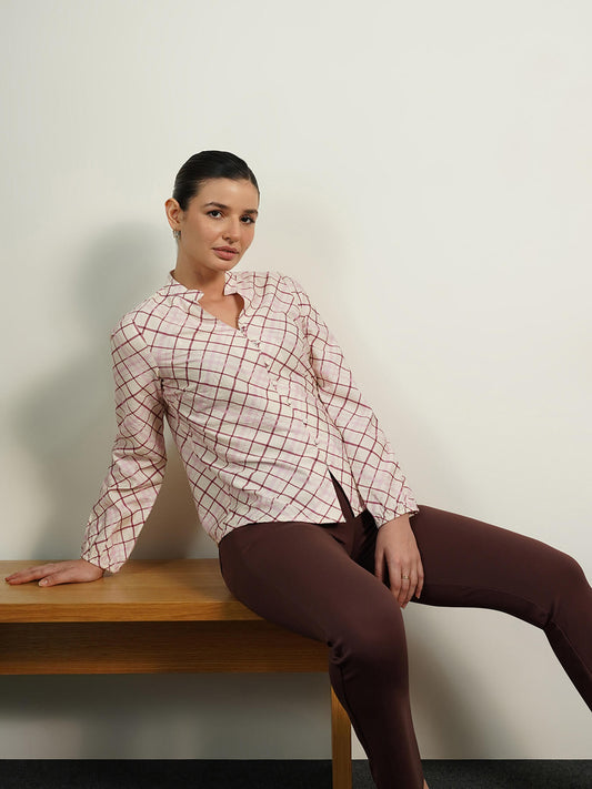 Checkered Top- Off-white