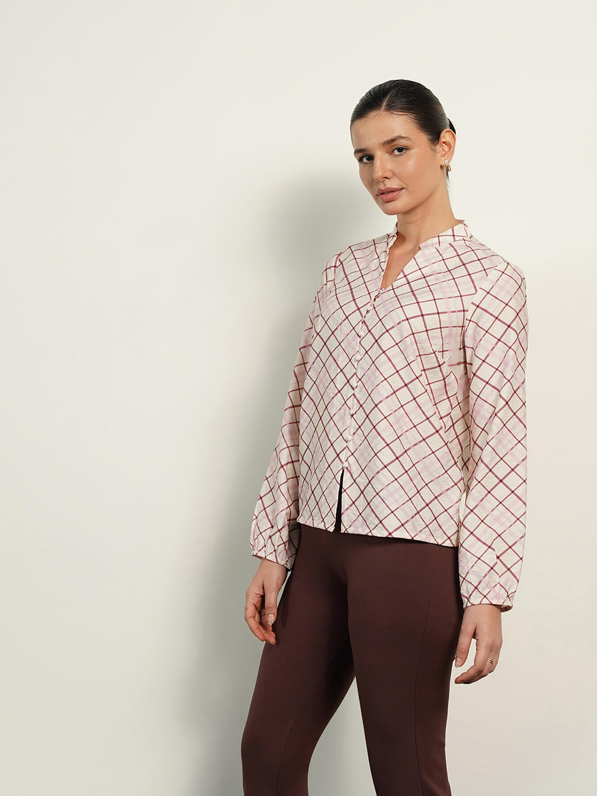 Checkered Top- Off-white