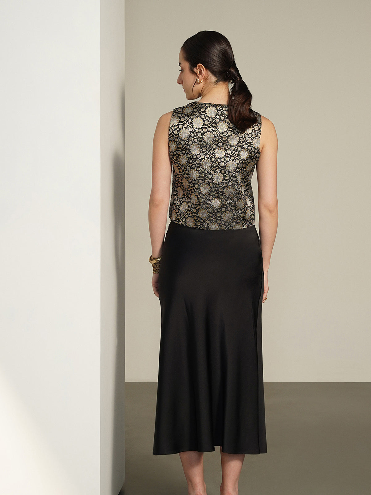Brocade Crop Top - Black