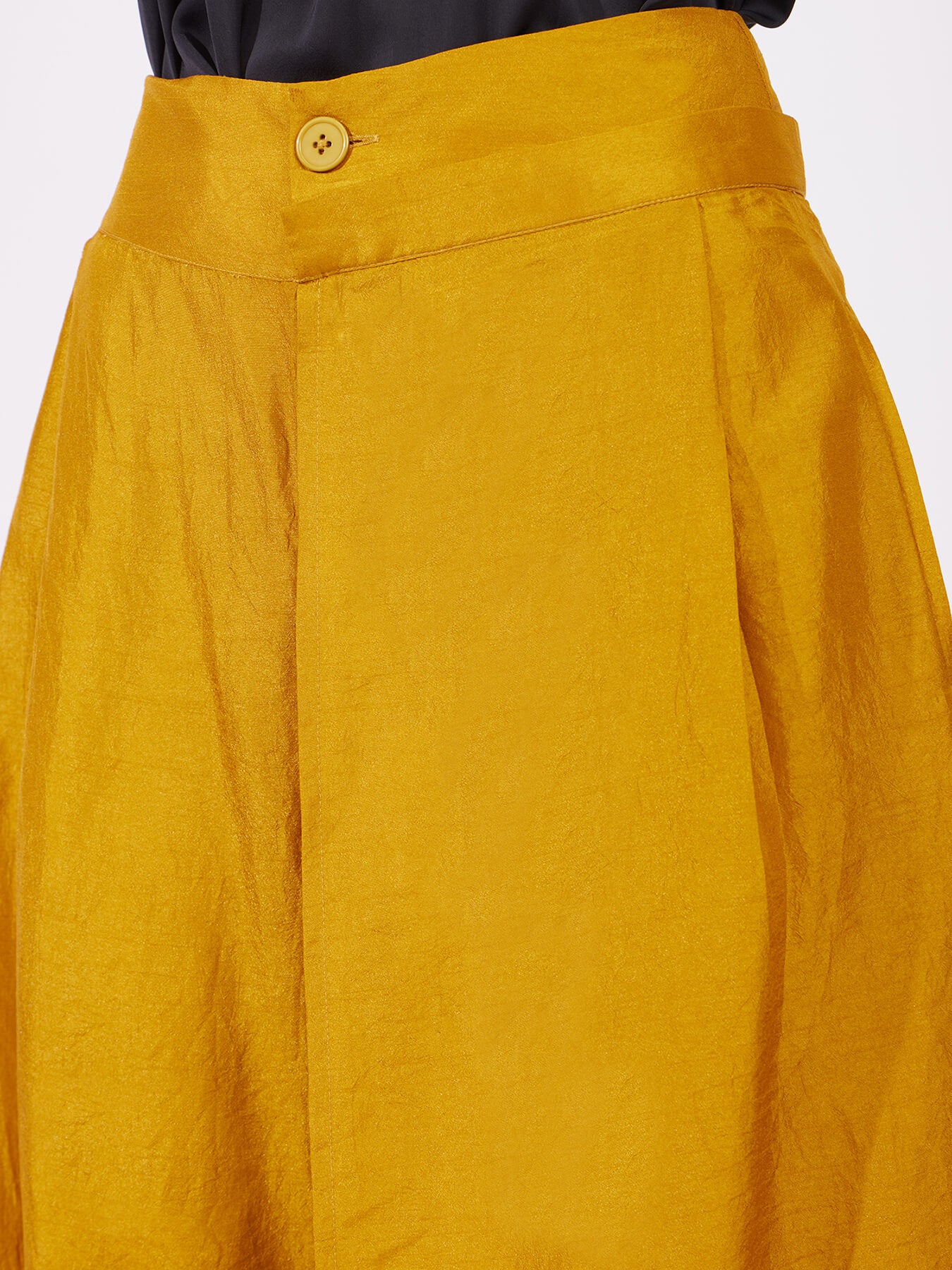 Silk Wide Leg Trousers - Mustard