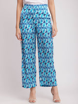 Geometric Print Satin Trousers