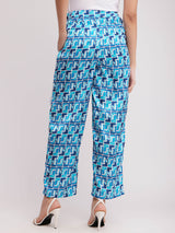 Geometric Print Satin Trousers