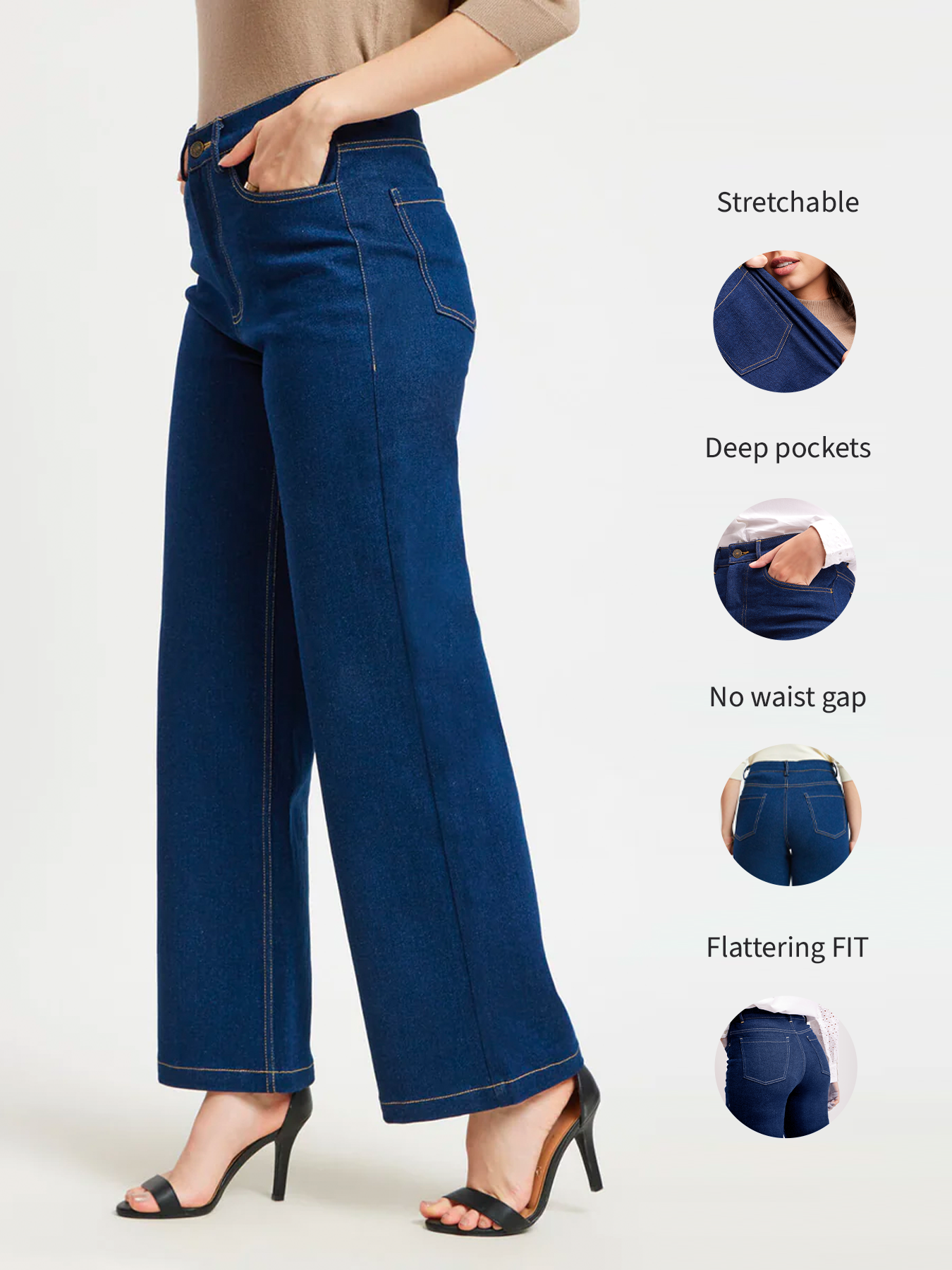 Wide Legged Jeans - Navy Blue