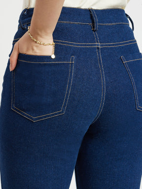 High Rise Bootcut Jeans - Navy Blue