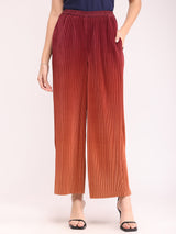 Ombre Pleated Trousers - Brown