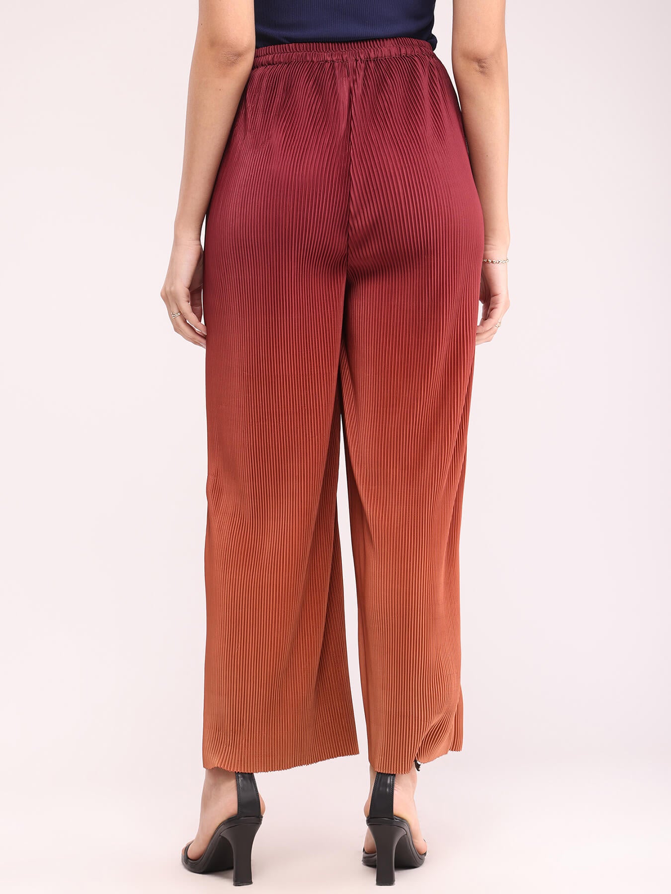 Ombre Pleated Trousers - Brown