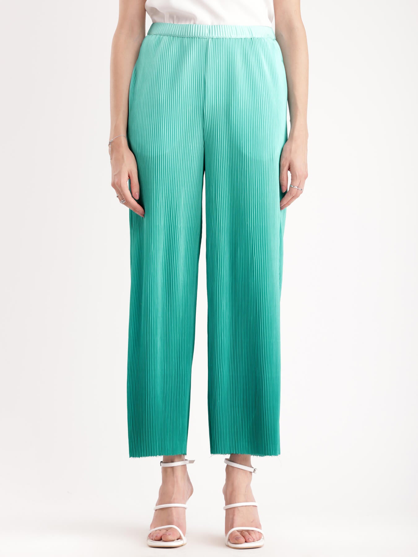 Pleated Knit Trousers - Green