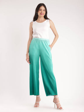 Pleated Knit Trousers - Green