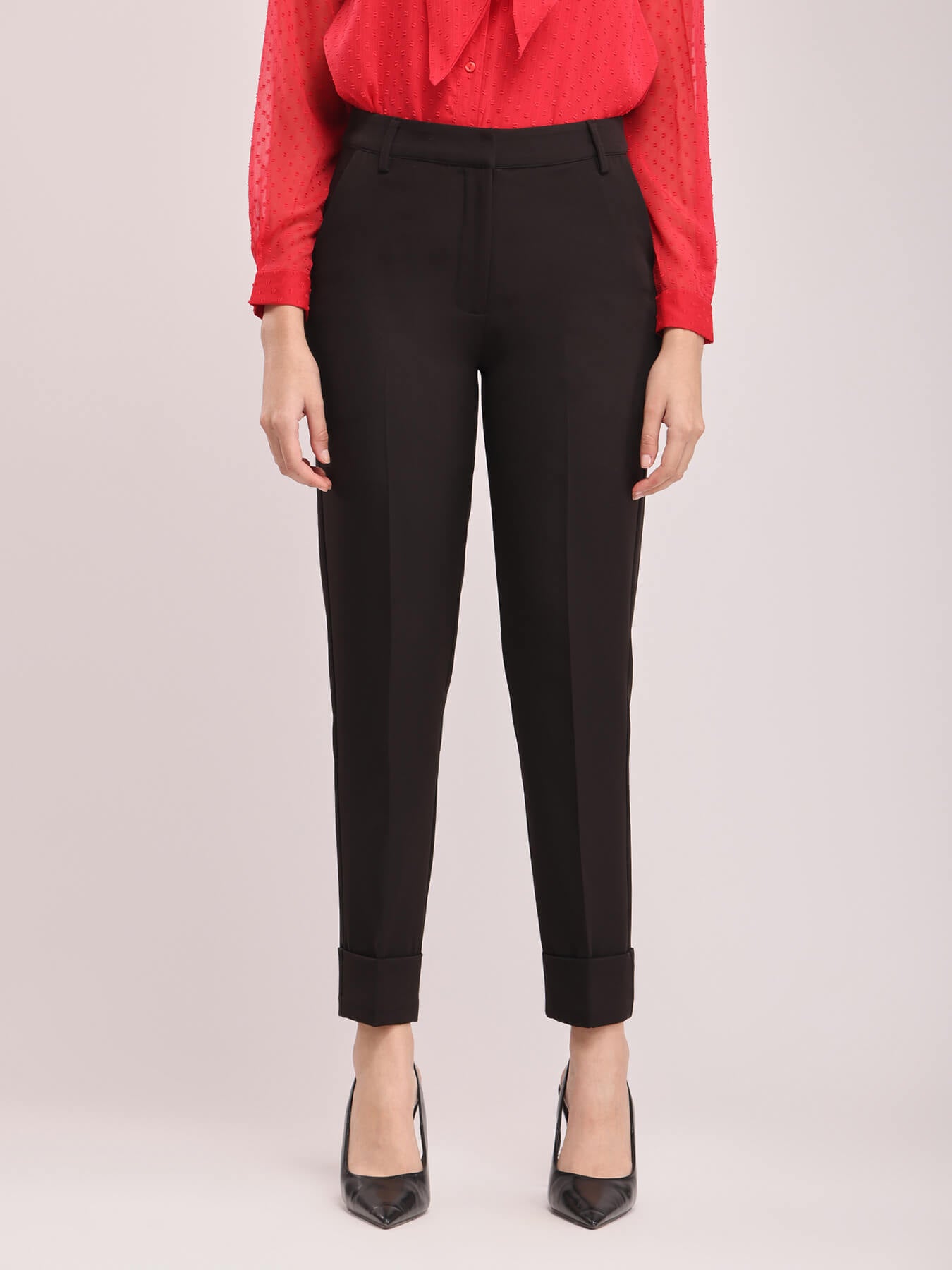 Straight Fit Mid Rise Trouser - Black