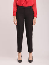 Straight Fit Mid Rise Trouser - Black