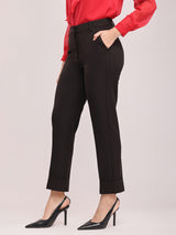 Straight Fit Mid Rise Trouser - Black