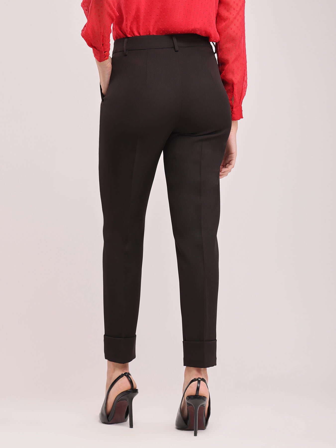 Straight Fit Mid Rise Trouser - Black