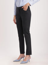 Cotton Straight Fit Trousers - Grey