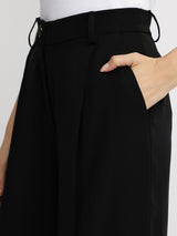 Single Pleat Wide Leg Trousers - Black