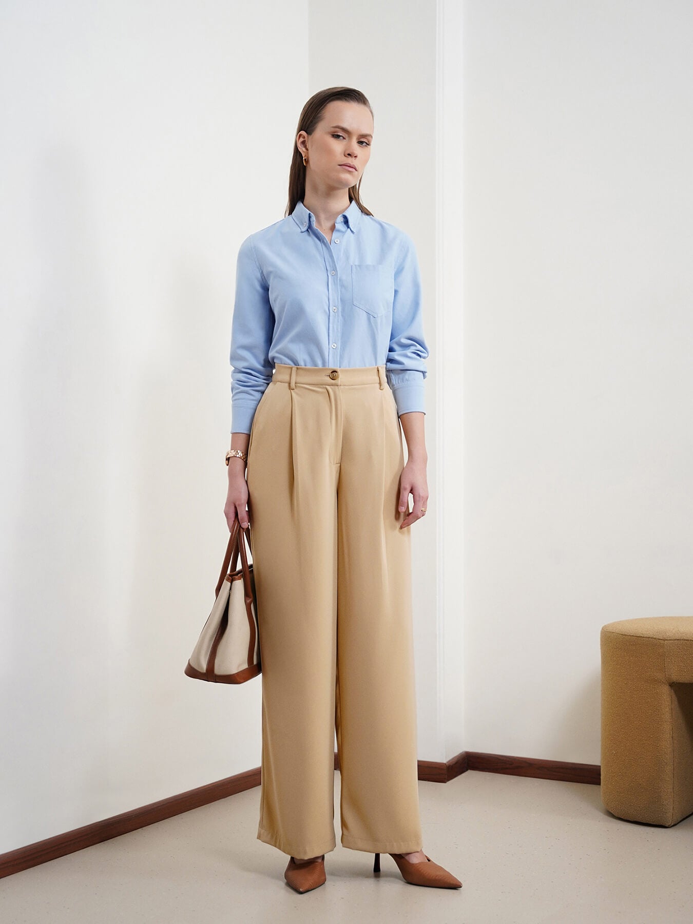 Pleated Trousers - Beige