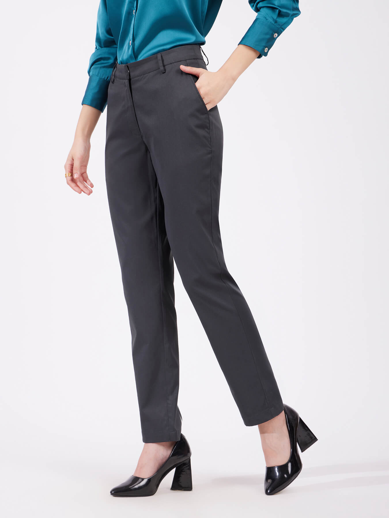 Straight Fit Trousers - Grey