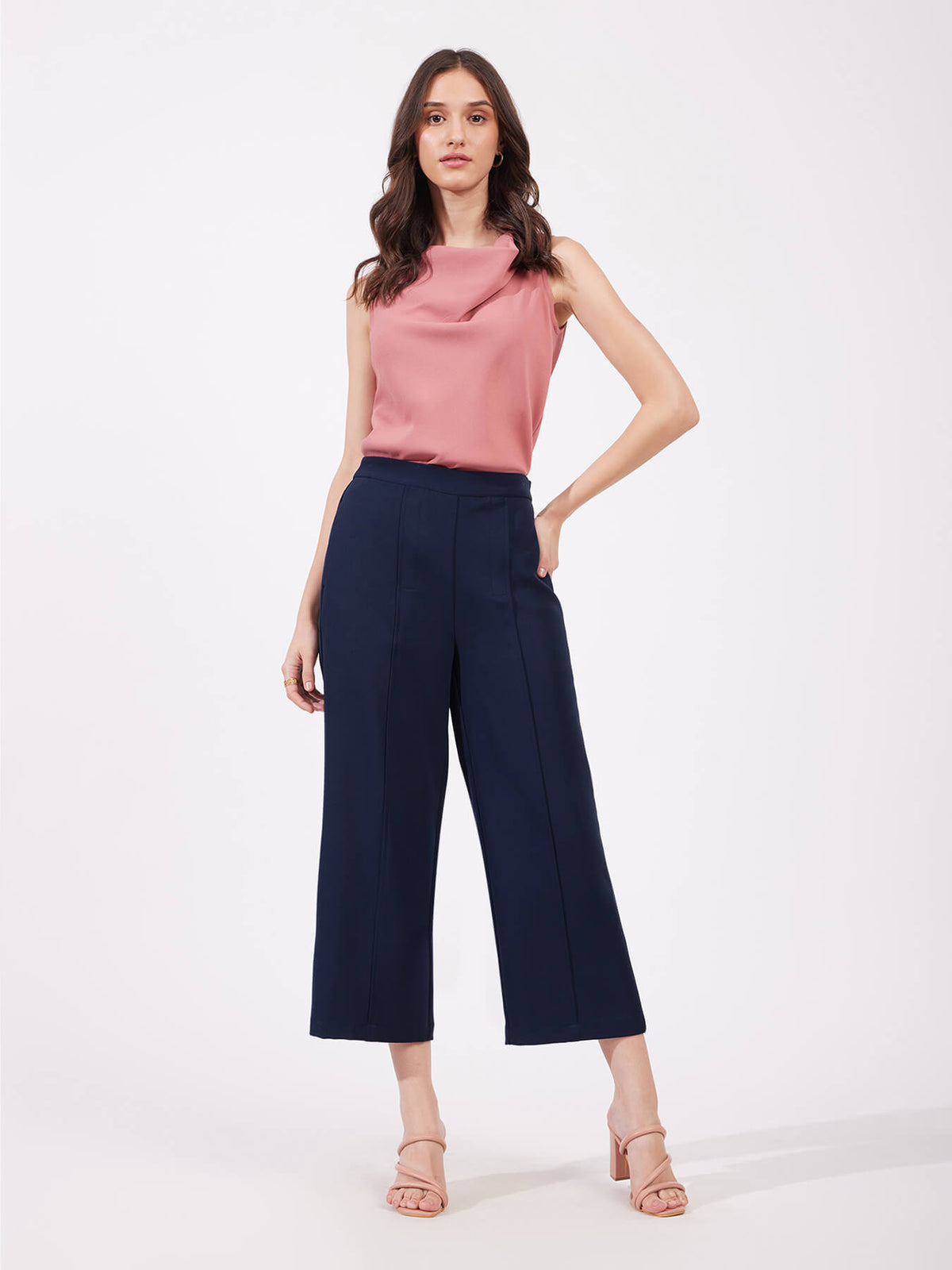 Wide Leg Culottes - Navy Blue