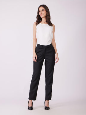 Straight Fit Trousers - Black