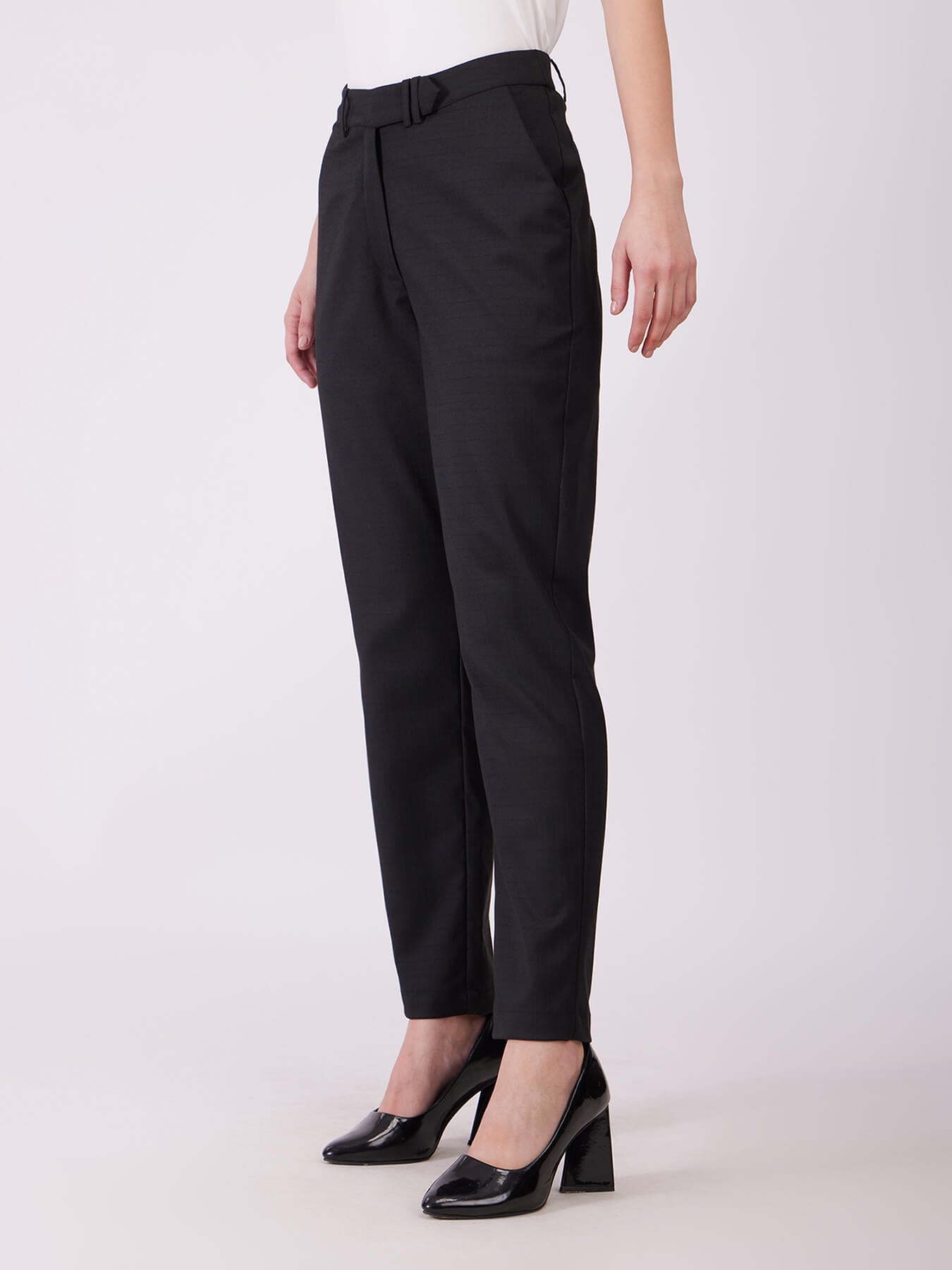 Straight Fit Trousers - Black