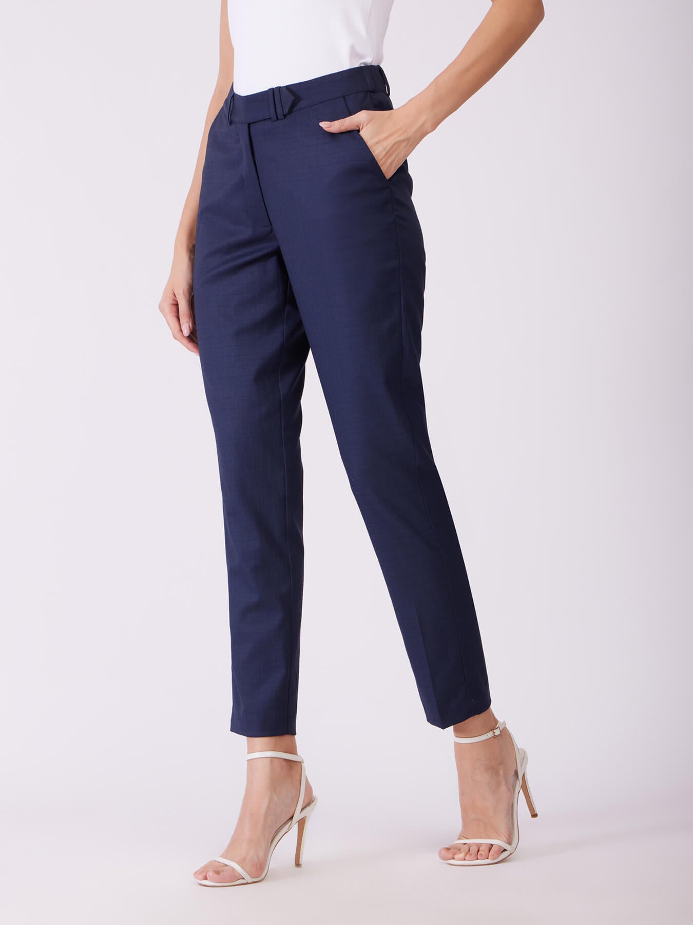 Straight Fit Trousers - Navy