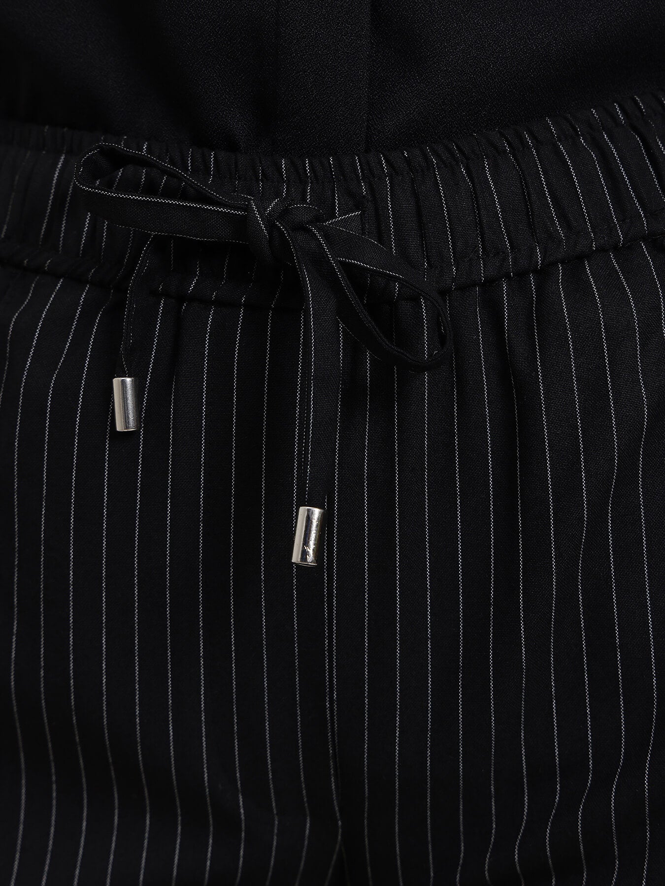 Striped Pull-On Trousers - Black