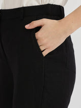 Linen Mid Rise Tapered Trousers - Black