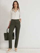 Linen Mid Rise Tapered Trousers - Olive