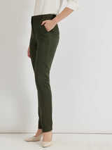 Linen Mid Rise Tapered Trousers - Olive