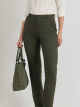 Linen Mid Rise Tapered Trousers - Olive