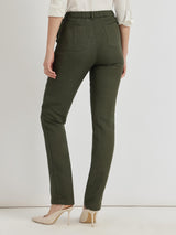 Linen Mid Rise Tapered Trousers - Olive