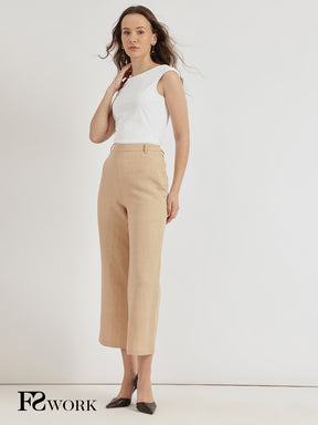 Linen Mid Rise Culottes - Beige