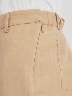 Linen Mid Rise Culottes - Beige