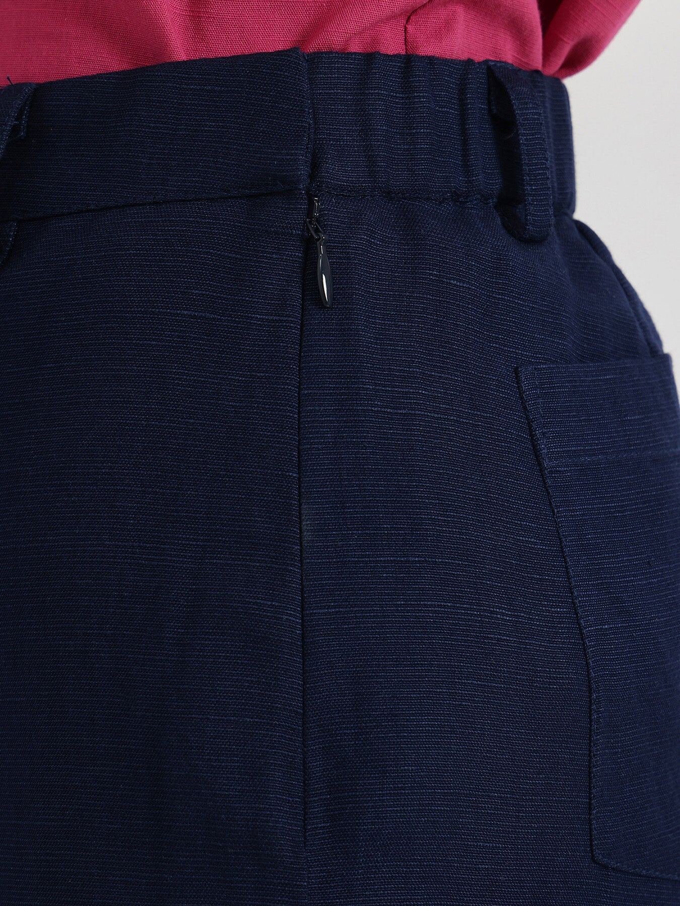 Linen Mid Rise Culottes - Navy Blue