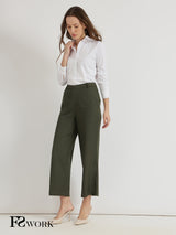 Linen Mid Rise Culottes - Olive