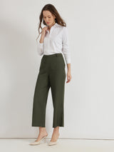 Linen Mid Rise Culottes - Olive