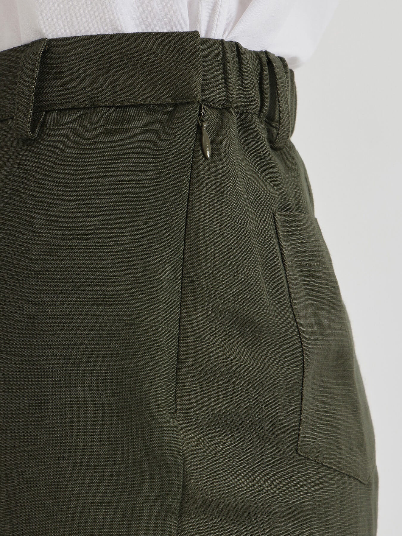 Linen Mid Rise Culottes - Olive