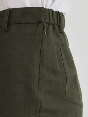 Linen Mid Rise Culottes - Olive