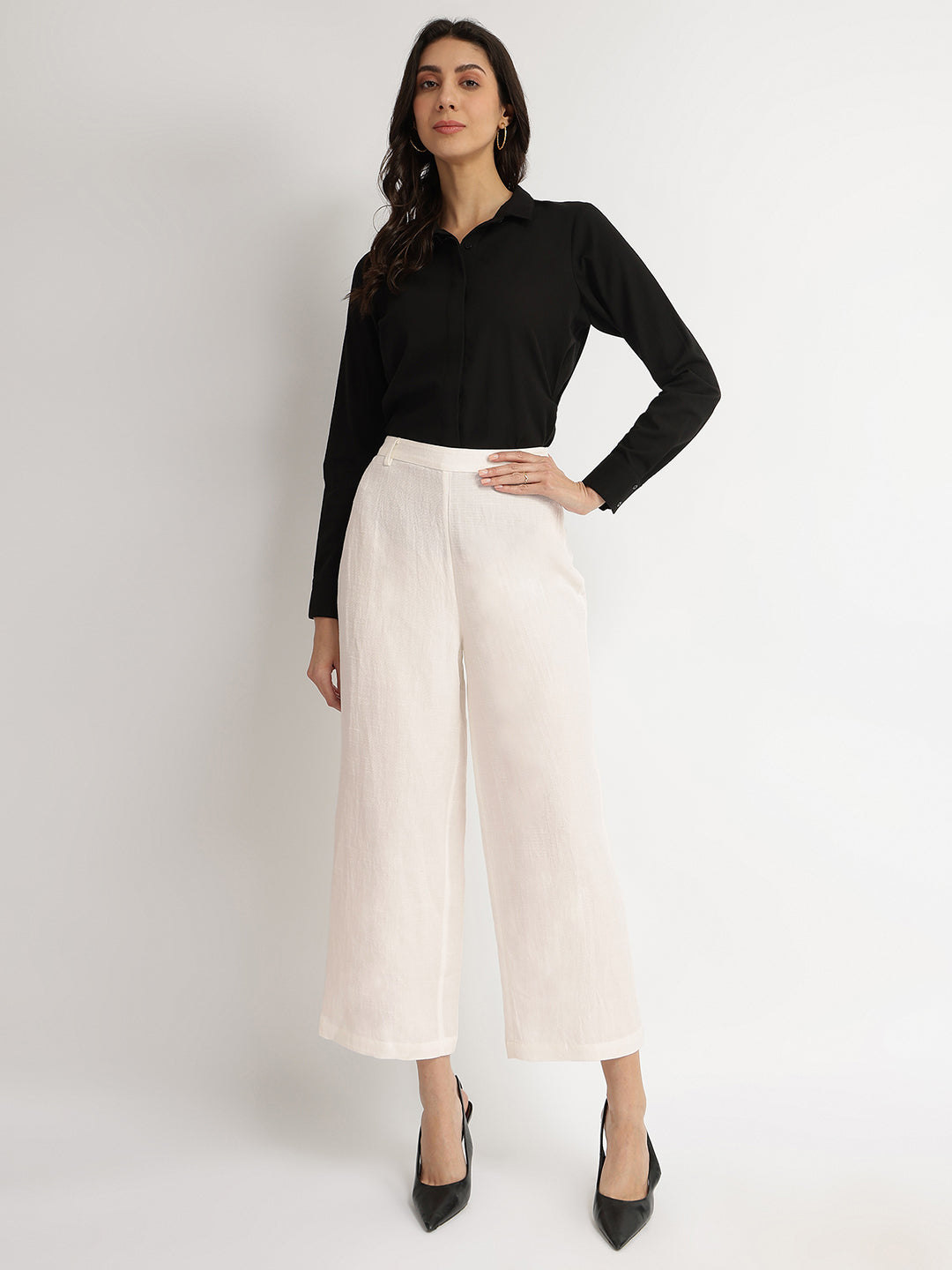 Linen Mid Rise Culottes - Off White