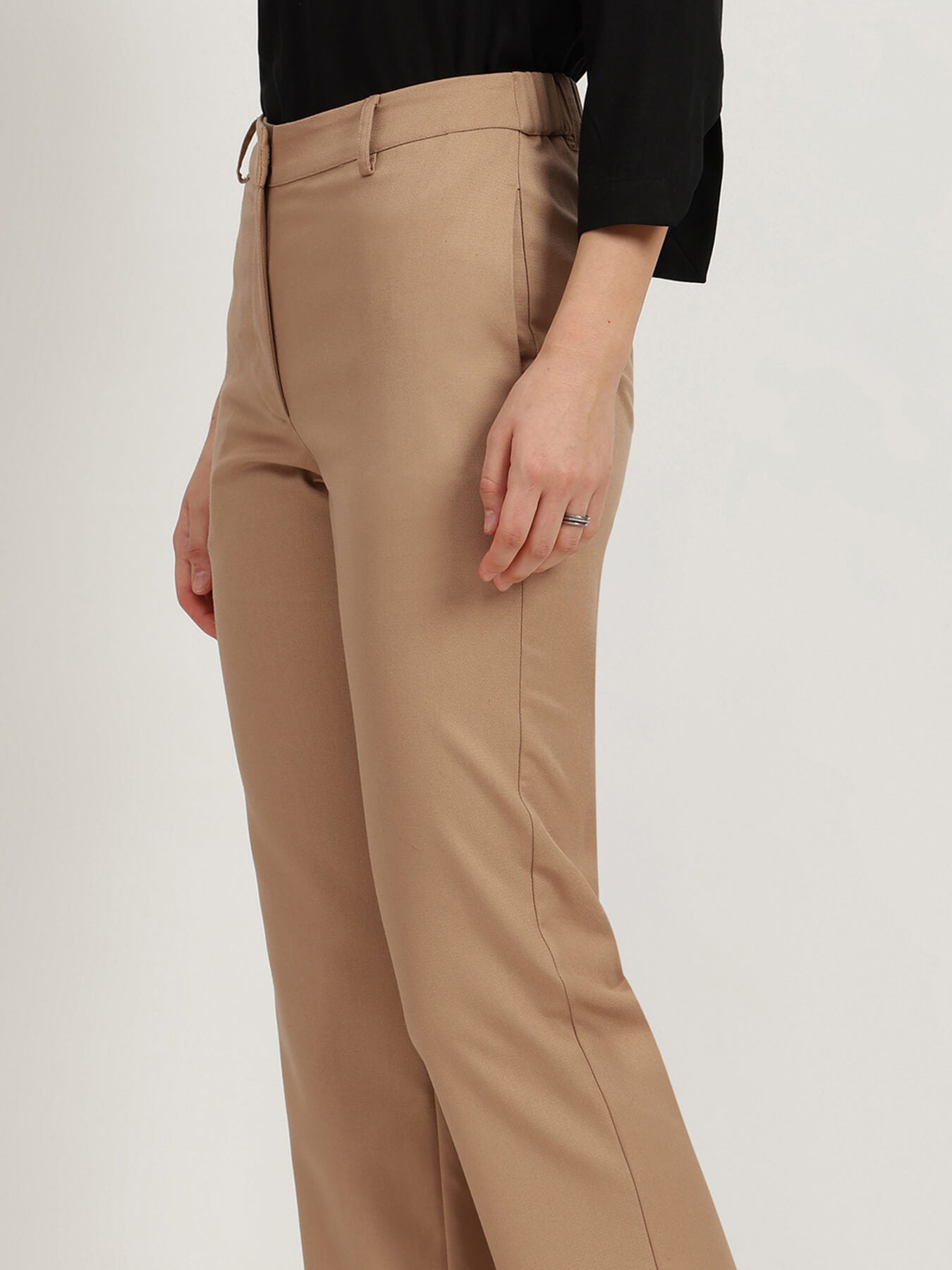 Straight Fit Trousers - Beige