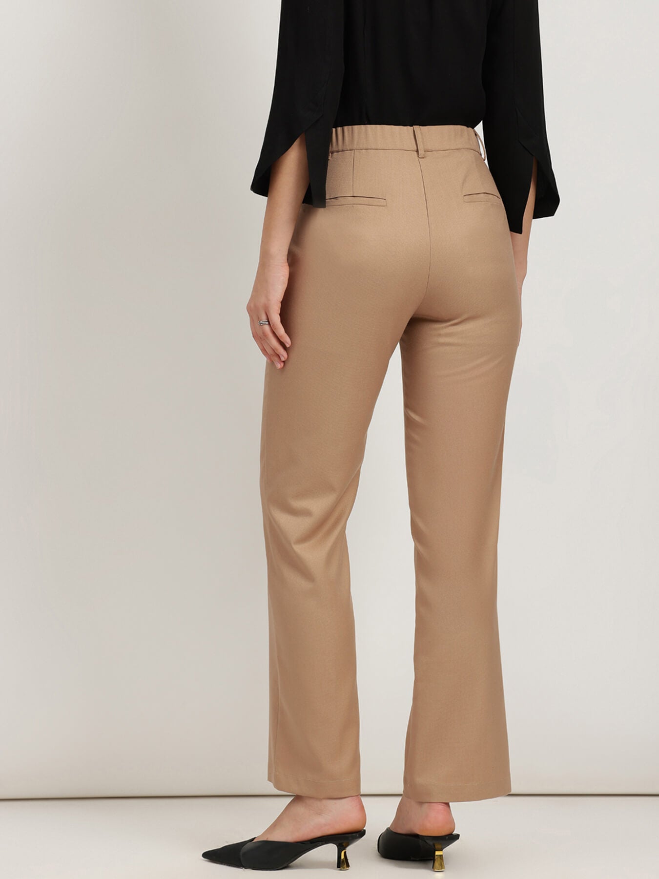Straight Fit Trousers - Beige