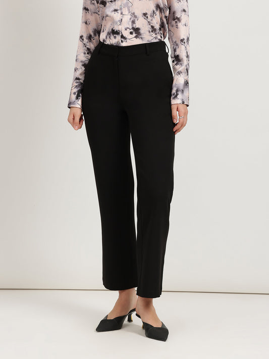 Straight Fit Trousers - Black