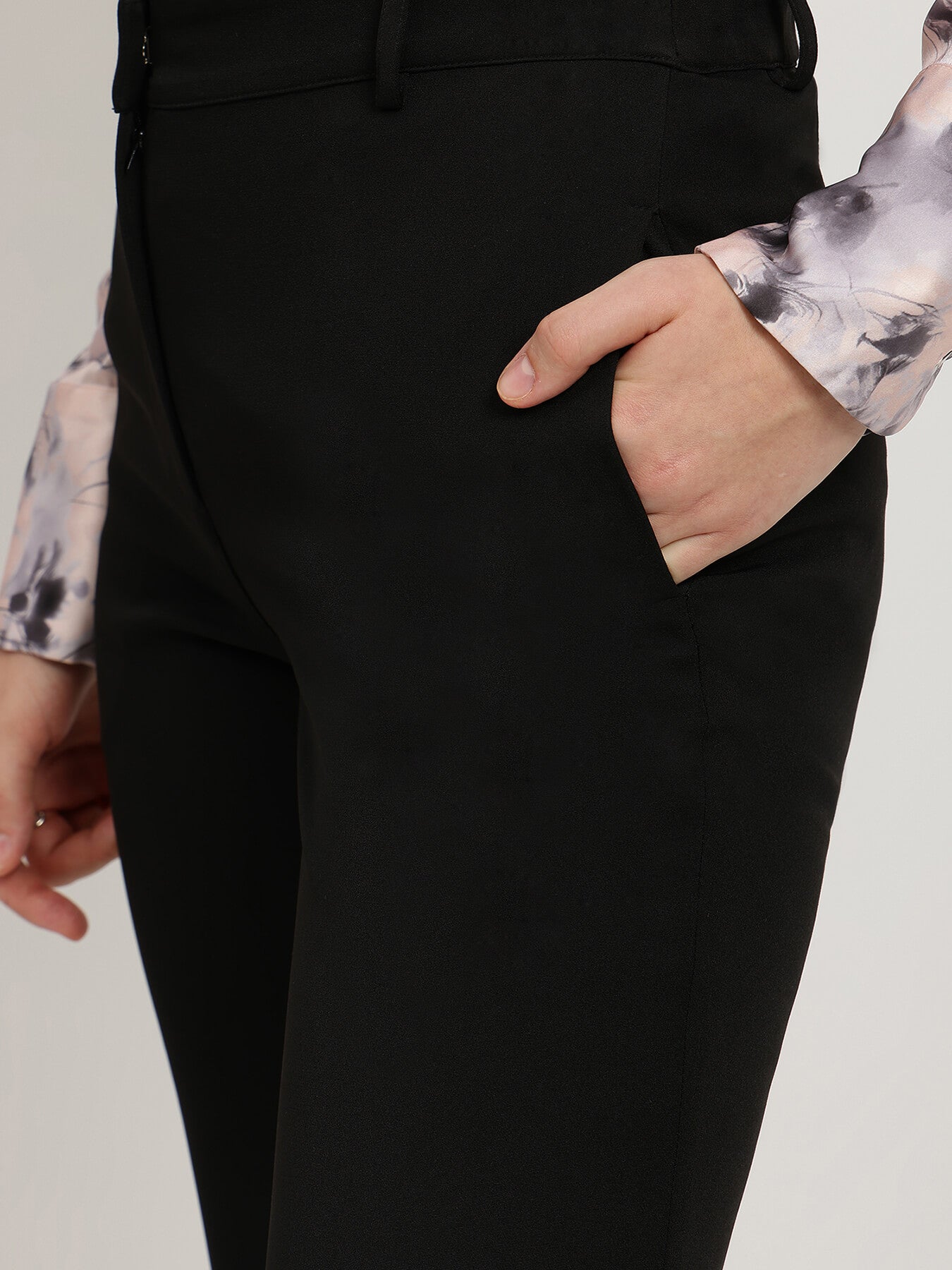 Straight Fit Trousers - Black