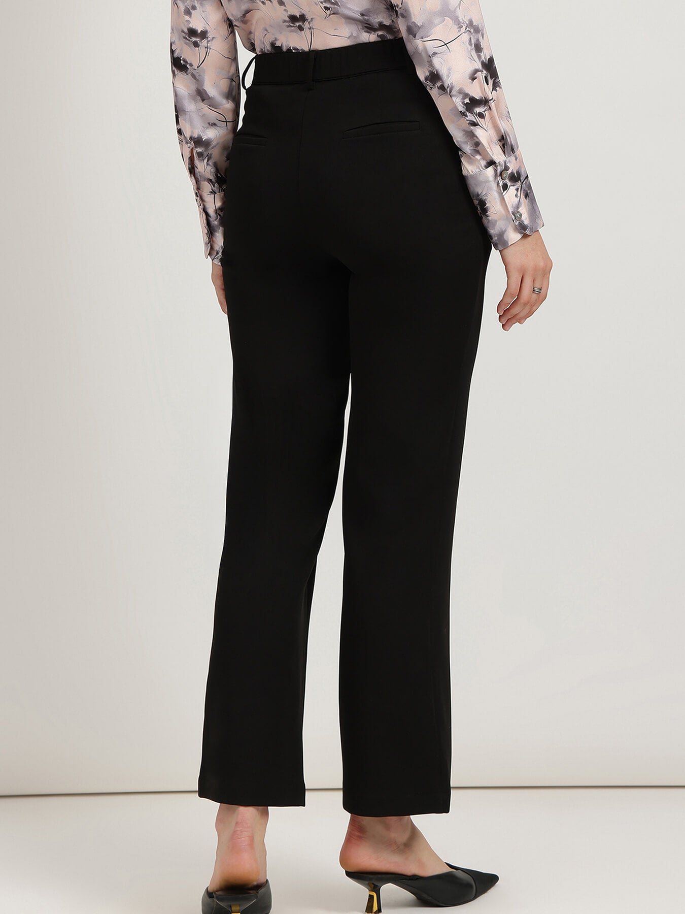Straight Fit Trousers - Black