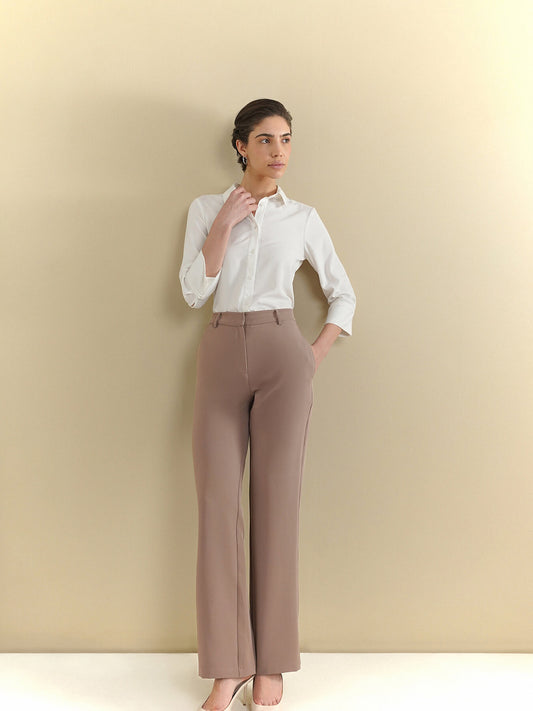 Straight Fit Trousers - Brown