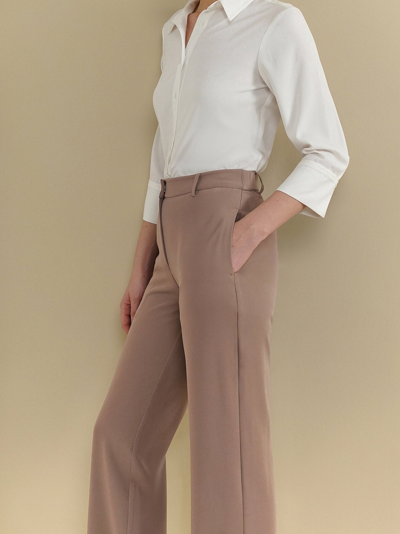 Straight Fit Trousers - Brown