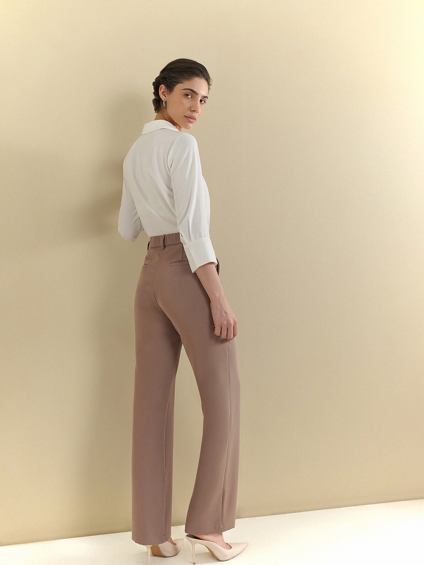Straight Fit Trousers - Brown