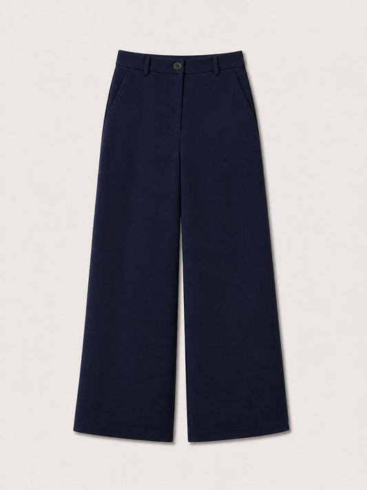 Straight Fit Trousers - Navy Blue