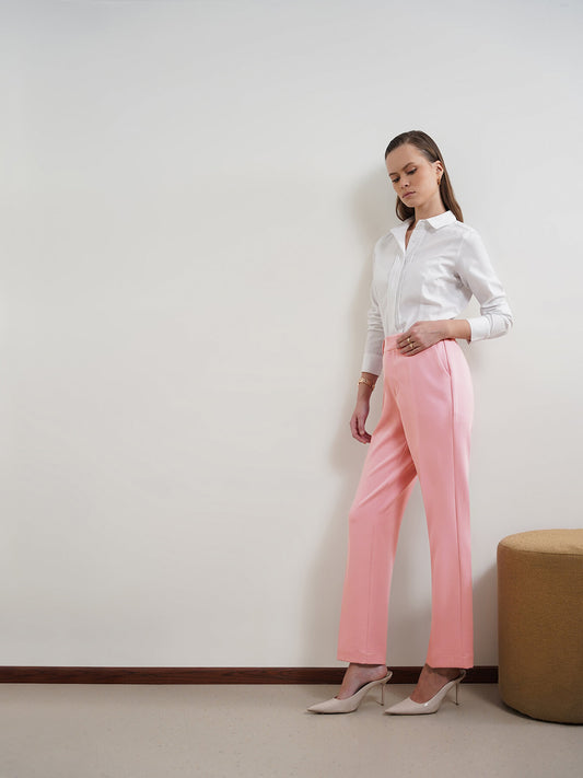 Straight Fit Trousers - Pink