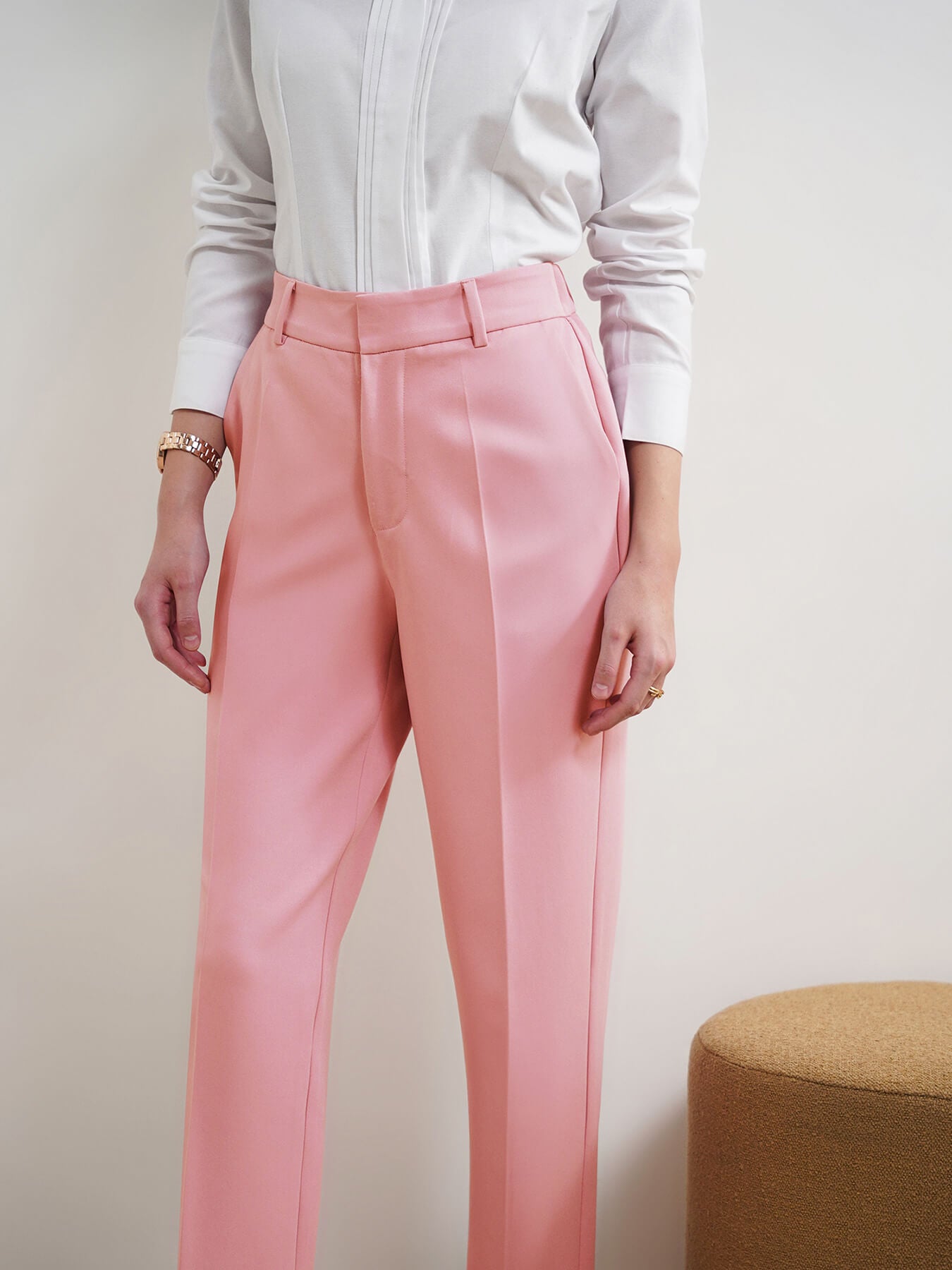 Straight Fit Trousers - Pink