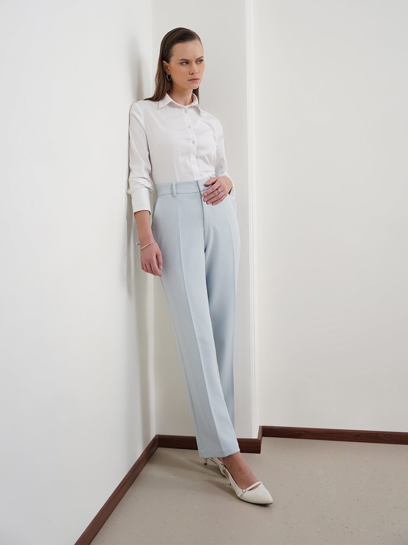 Straight Fit Trousers - Blue
